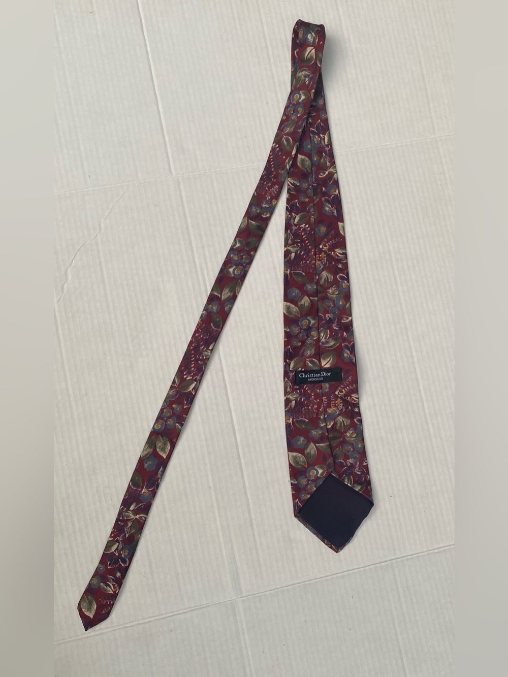 Dior Vintage Christian Dior Monsieur Silk Tie Burgundy Floral - Picture 13 of 15